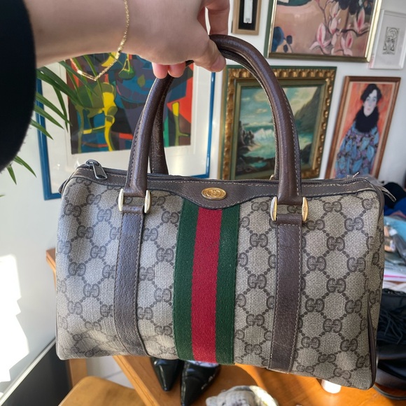 Gucci canvas stripe monogram supreme Boston Bag - Picture 5 of 16